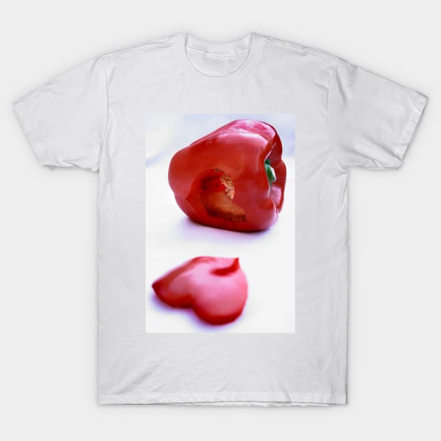 Red pepper with heart T-Shirt by micklyn